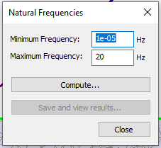 Natural Frequencies dialog box