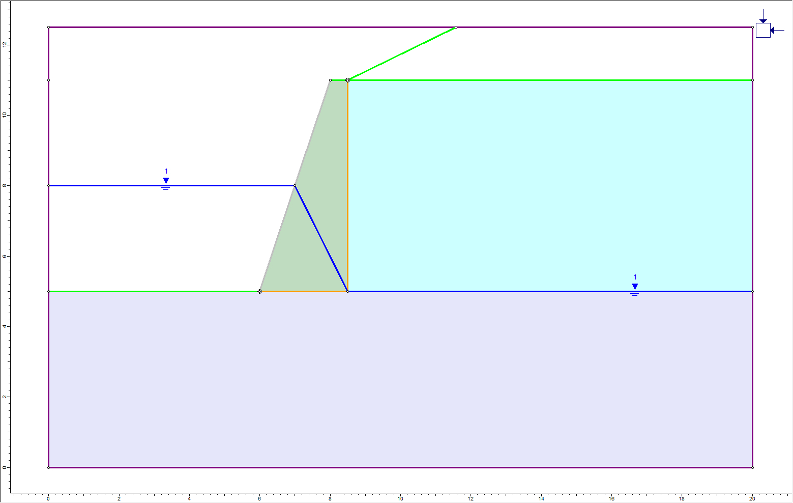 Image of model with piezometric line