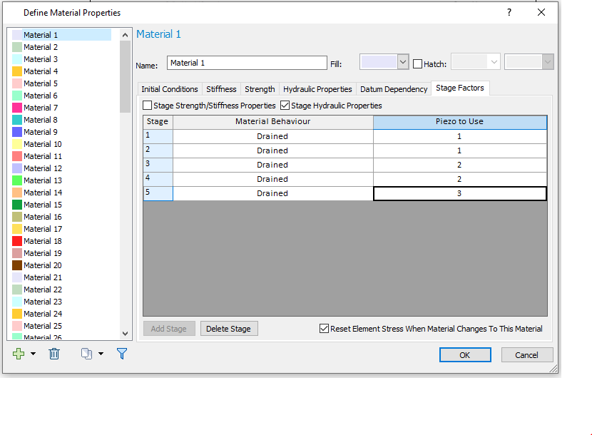 Define Material Properties dialog box