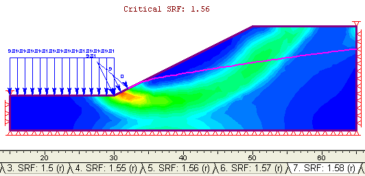 Results of SSR analysis (Maximum Shear Strain contours)