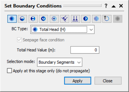 Groundwater Boundary Conditions dialog 