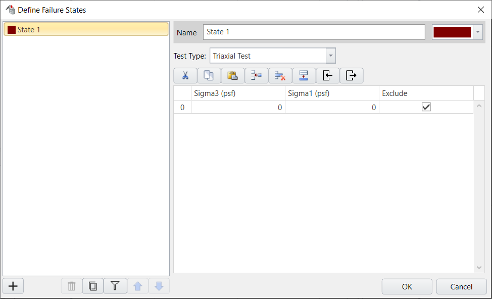 Define failure states dialog