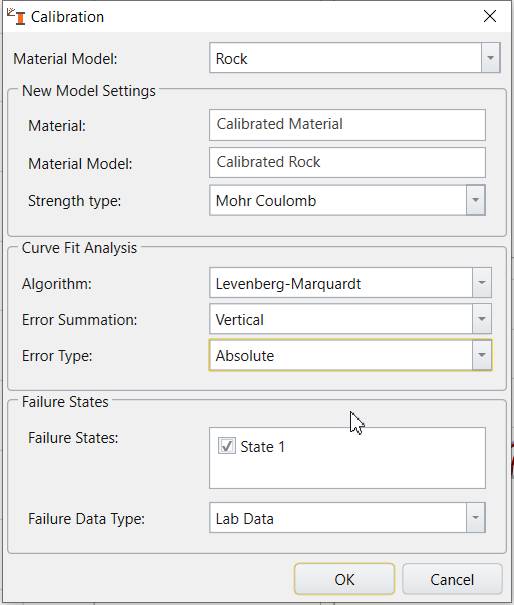 Calibration dialog box