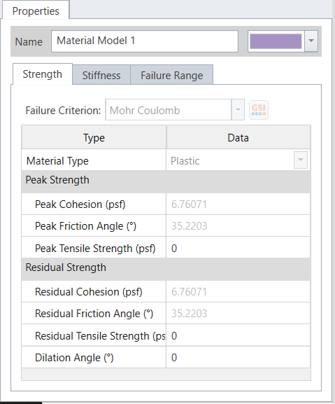 Material Mode (Material Model 1)