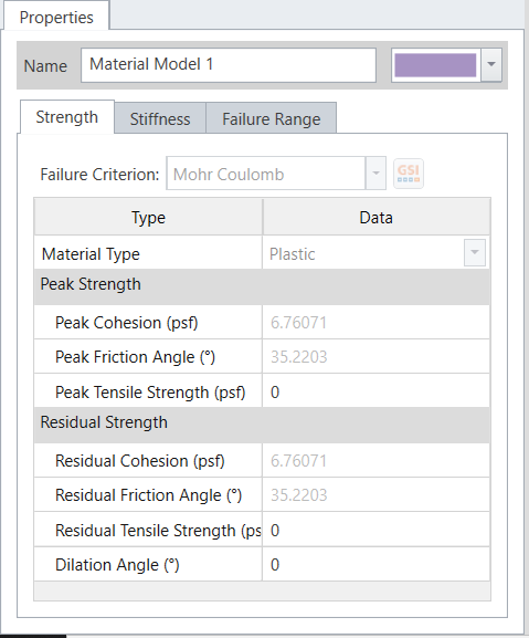 Material Mode (Material Model 1) 