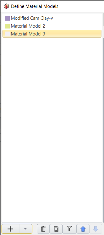 Define Material Models dialog