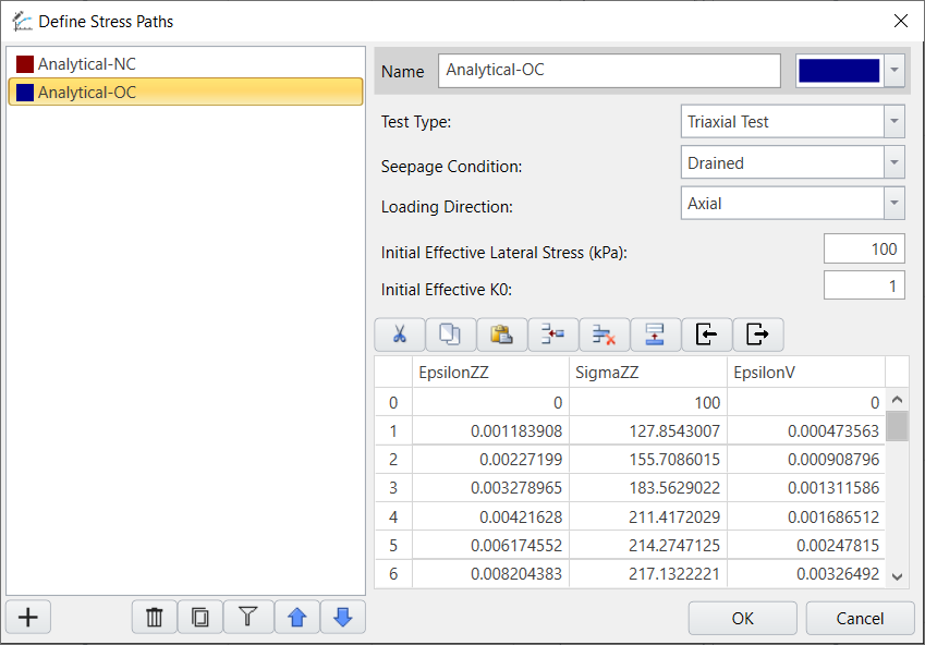 Stress path data dialog box