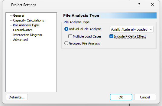 Project Settings dialog