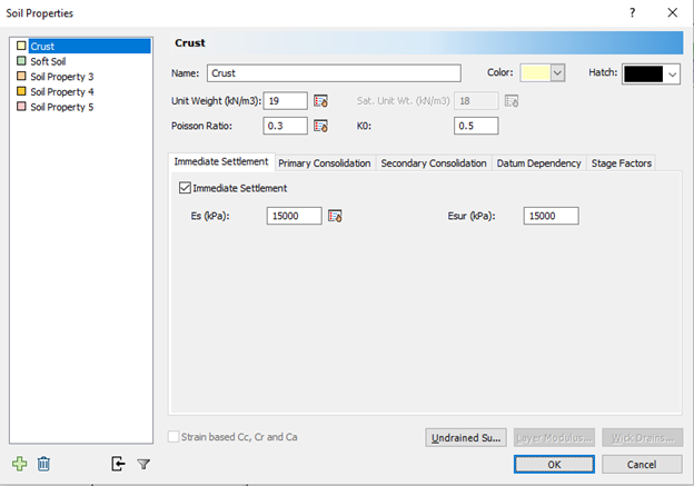 Soil properties crust dialog Soil properties crust dialog
