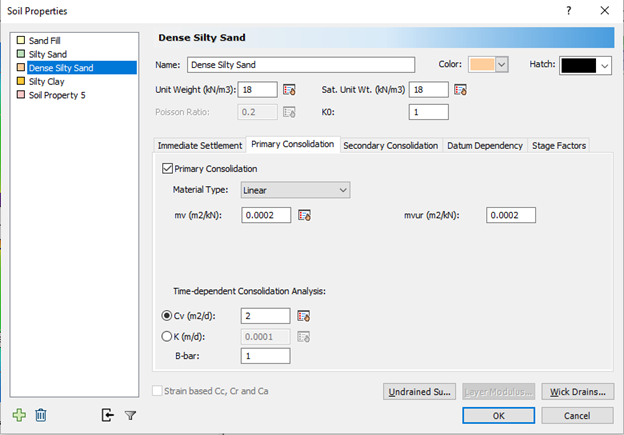 Soil Properties dialog