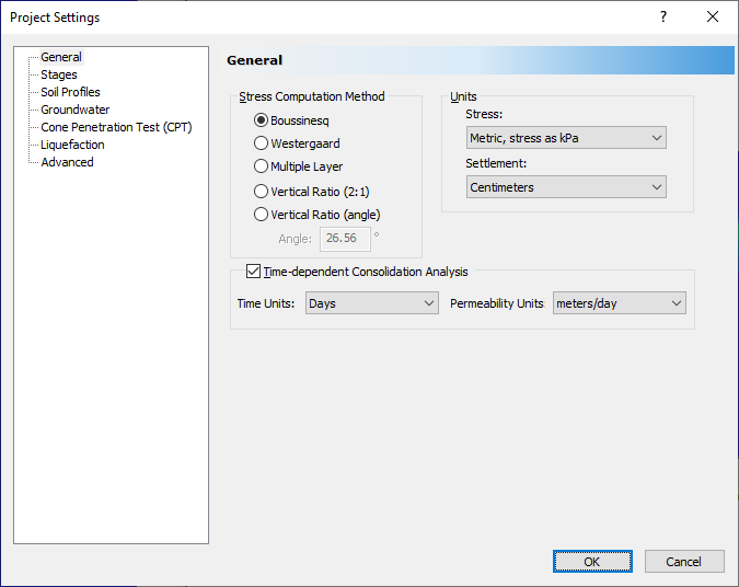 Project Settings dialog - General tab