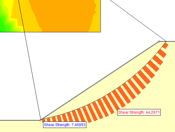Shear Strength Data on Slip Surface Model View