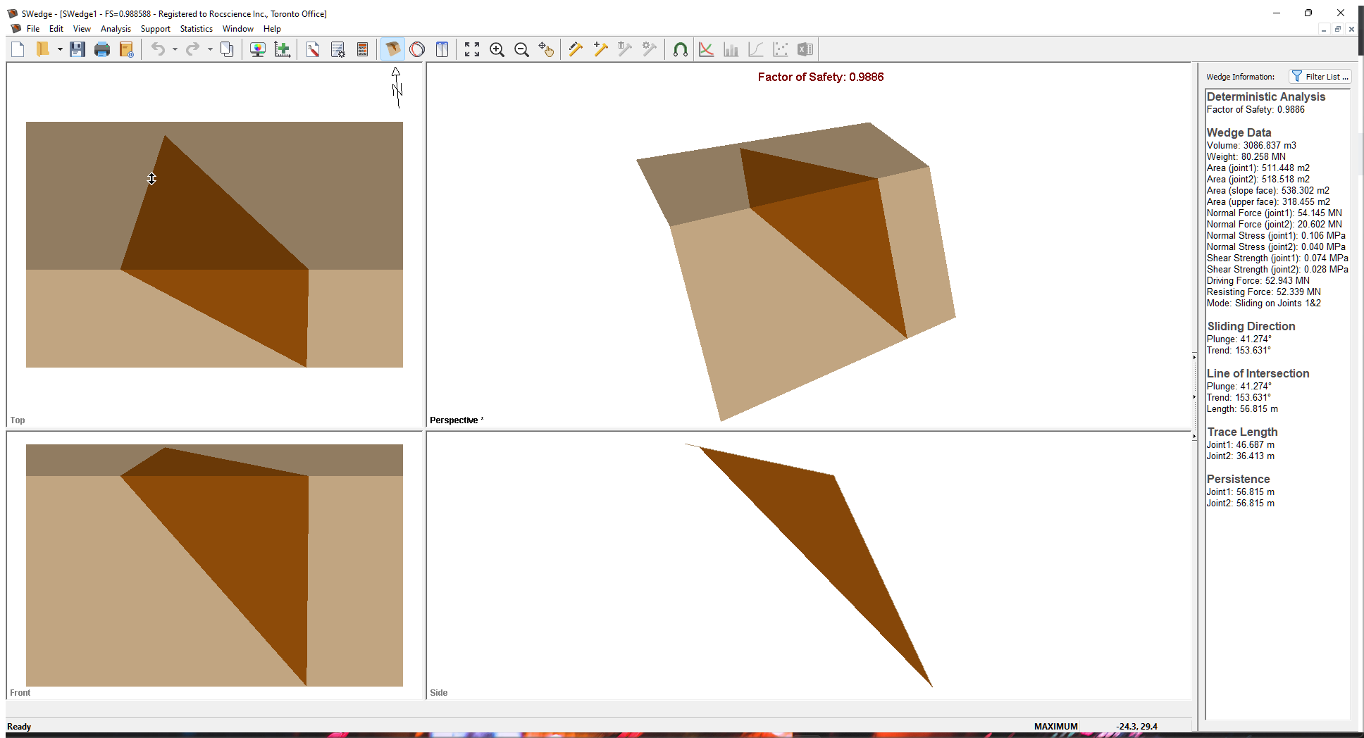 Default SWedge model forming valid slope geometry