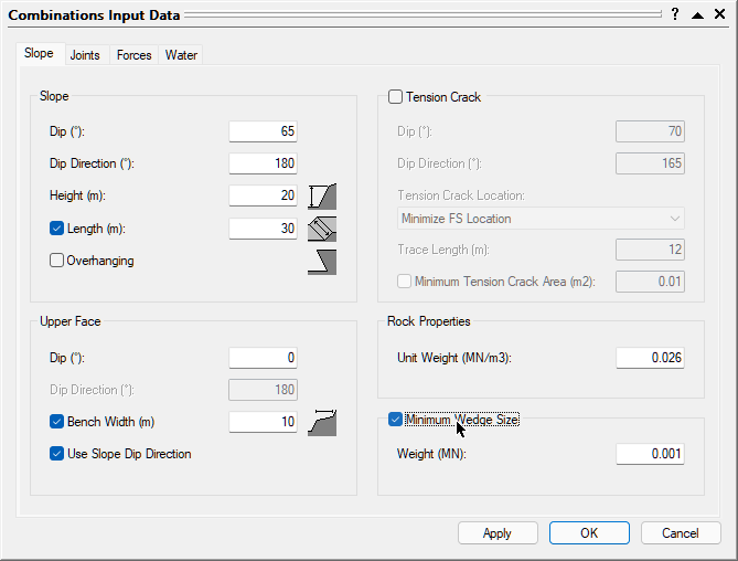 Combinations Input Data