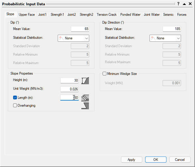 Input Data dialog