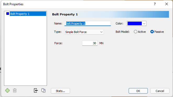 Bolt Properties Dialog