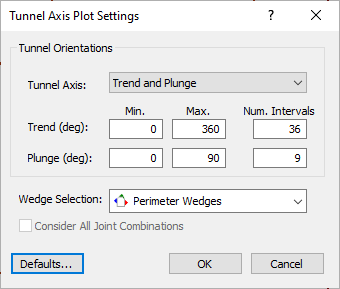 Tunnel Axis Plot Settings Dialog